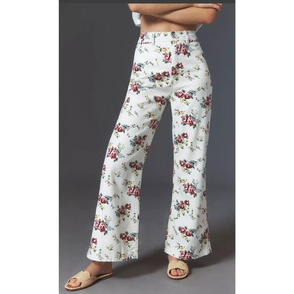 NWT Rolla's Sailor High-Rise Floral Wide-Leg Jeans - 34 Waist - Picture 2 of 5